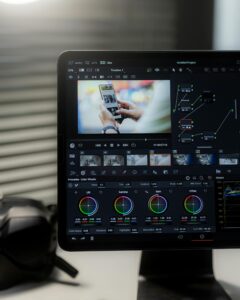 A close-up view of video editing software displayed on a computer monitor.